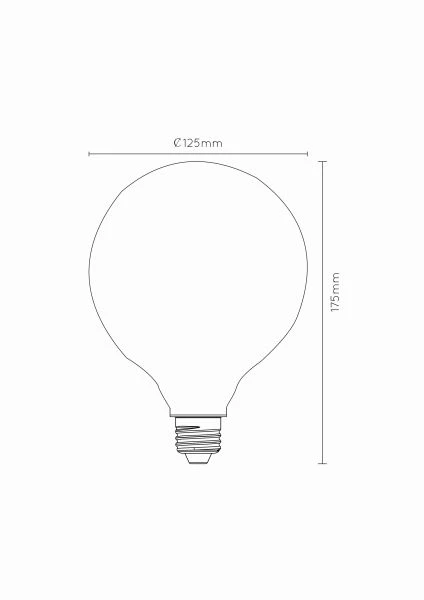 Lucide G125 - Lámpara de filamento - Ø 12,5 cm - LED 3 StepDim - E27 - 1x8W 2700K - Ópalo - técnico